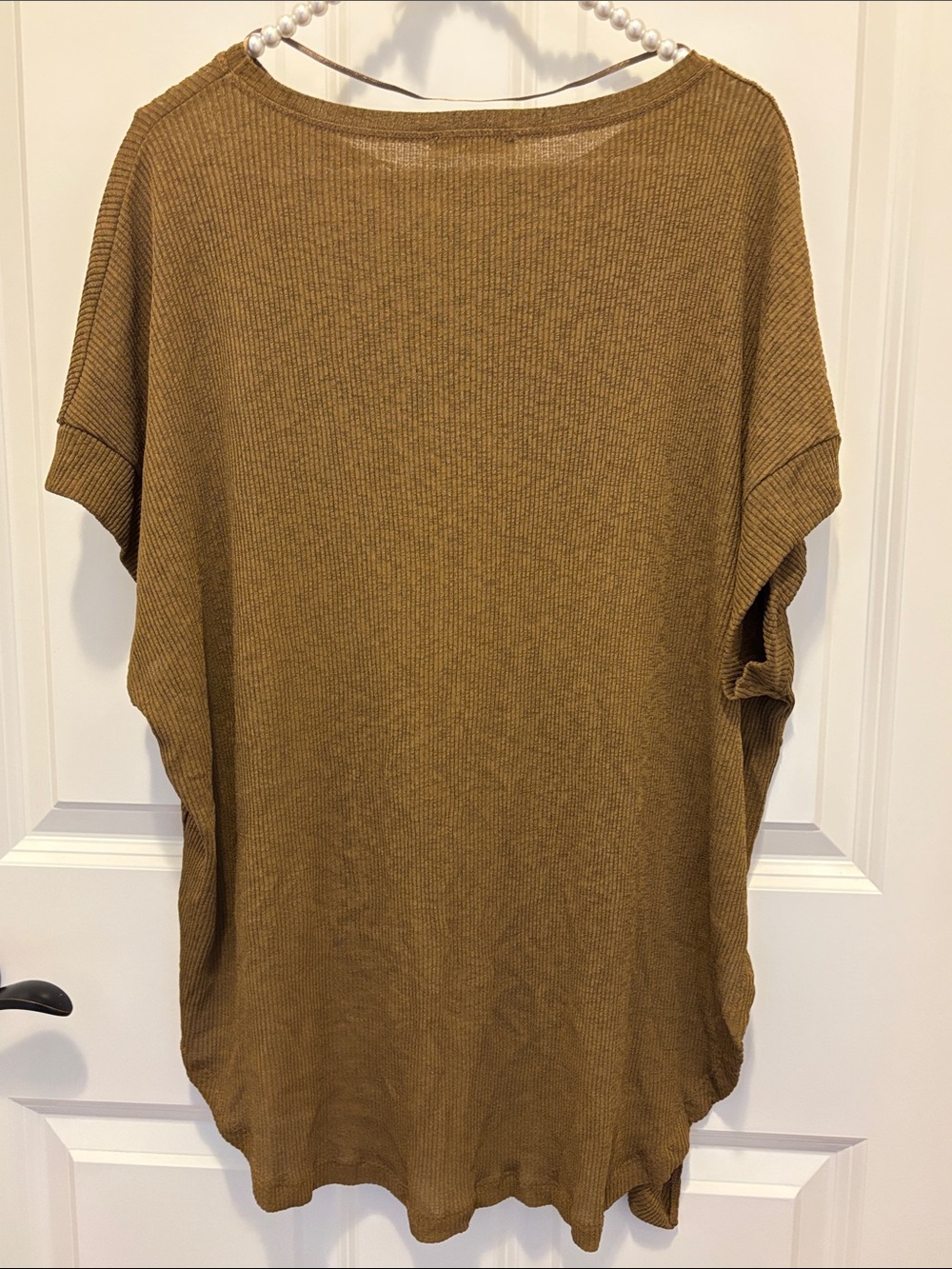 Zara Ribbed Short Sleeve Top in Mustard Brown 🤎 Sz 8 - Picture 8 of 12